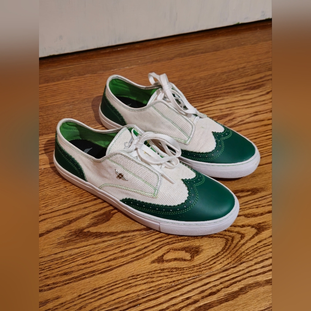Creative Recreation White and Green Brogue Sneakers Size 11.5